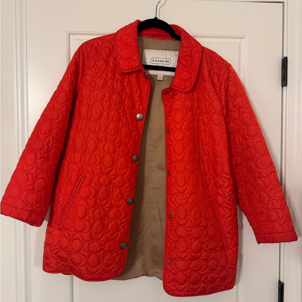 Coach Women's Orange Quilted Jacket